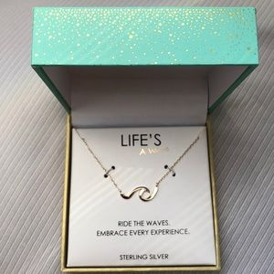 footNOTES Sterling Silver Wave Necklace, New